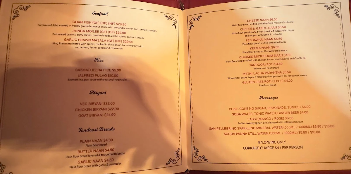 Menu, Art of Spices
