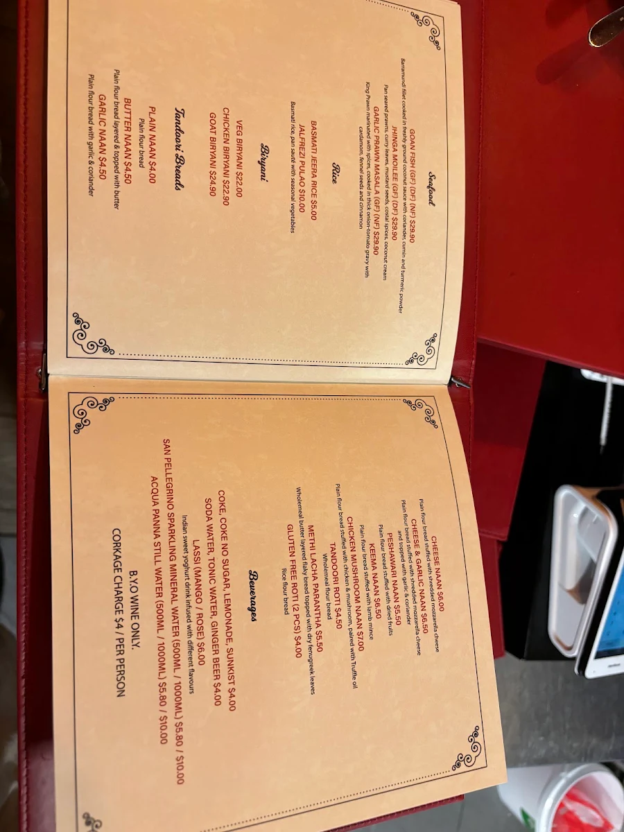 Menu, Art of Spices