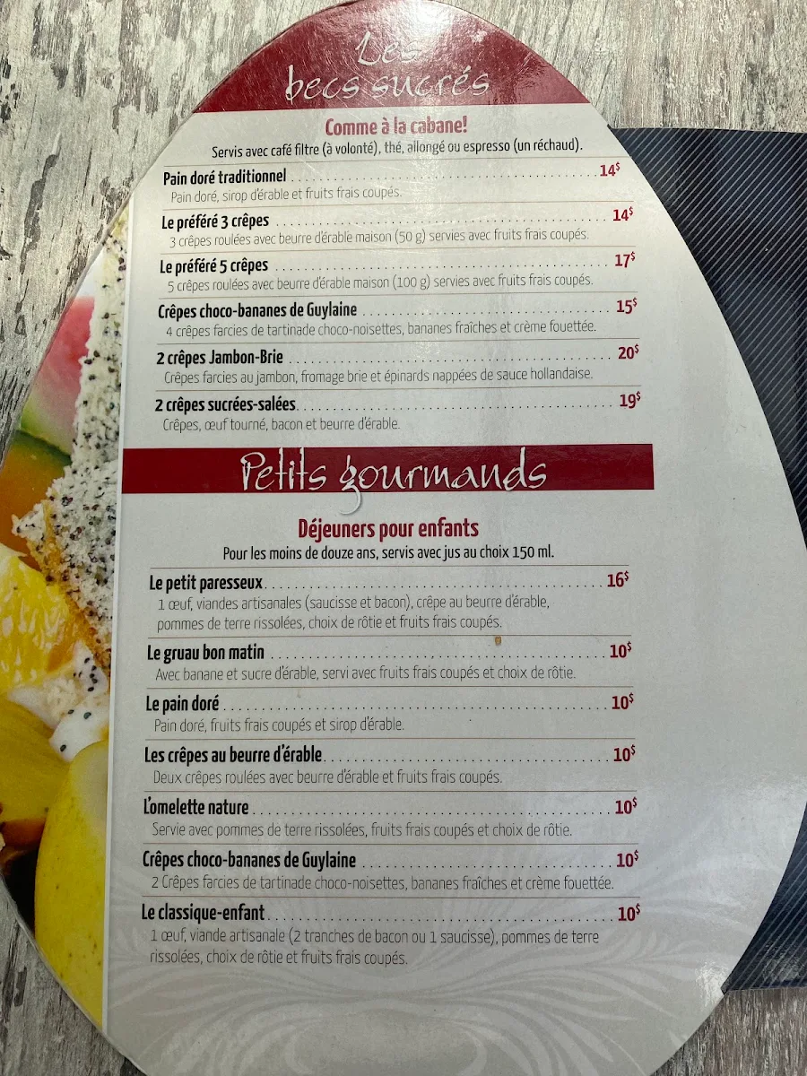 Menu, Restaurant Le Batifol