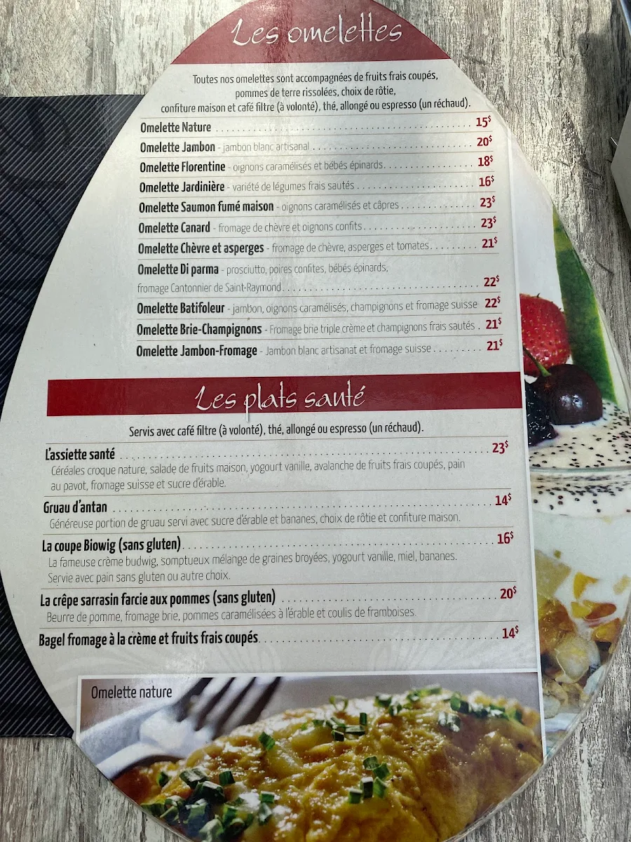 Menu, Restaurant Le Batifol