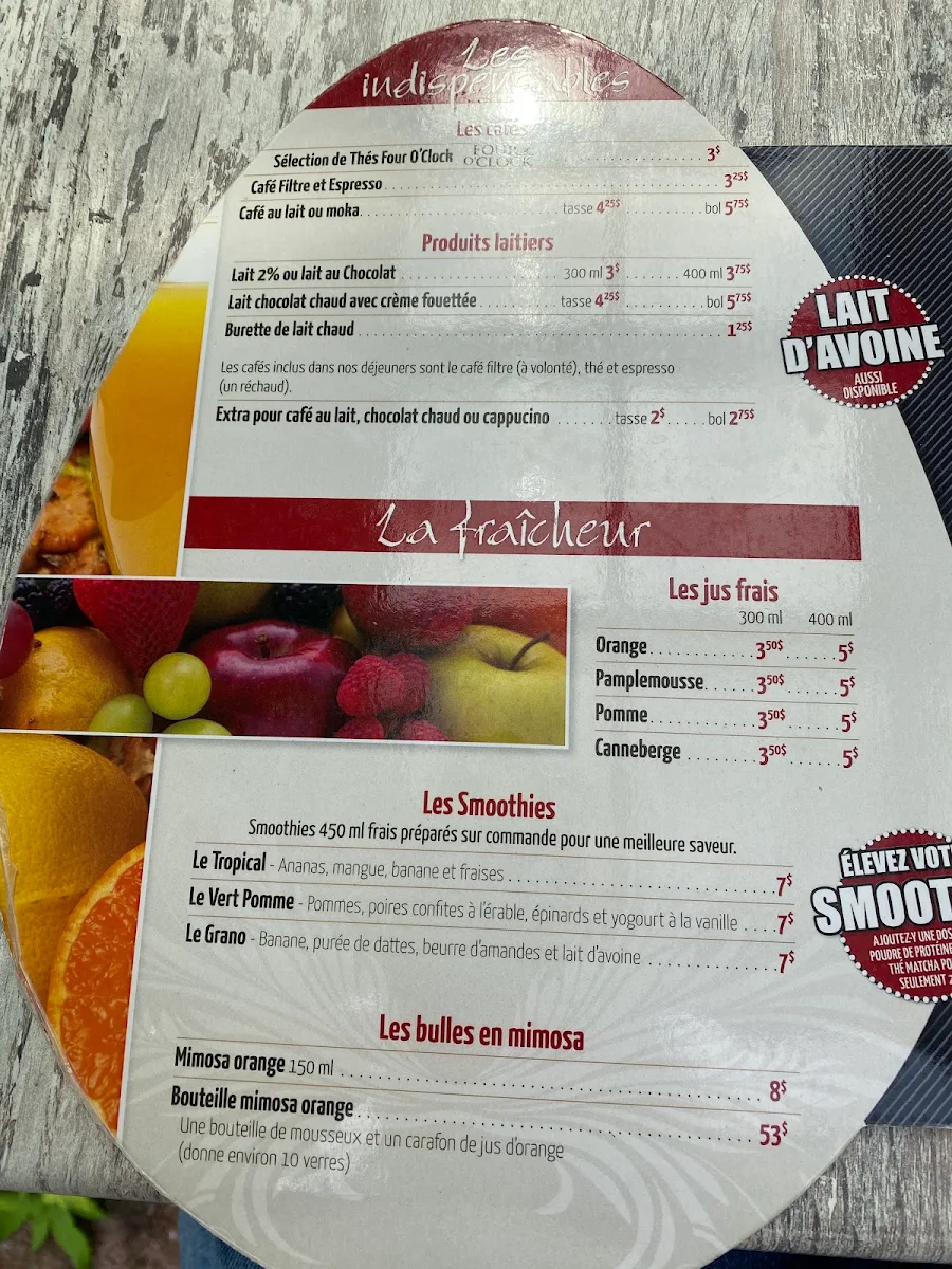 Menu, Restaurant Le Batifol