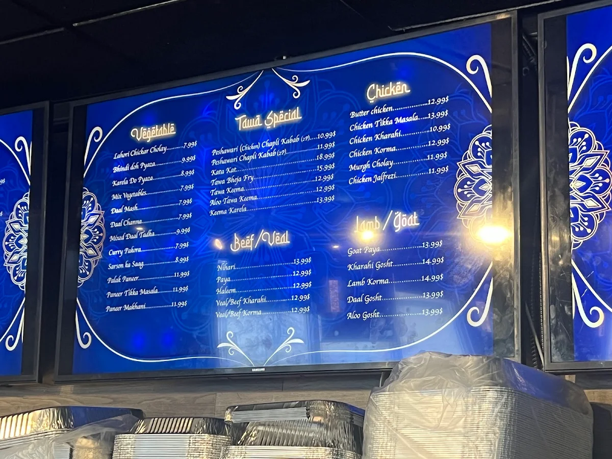 Menu, DESI SHAMIANA RESTAURANT
