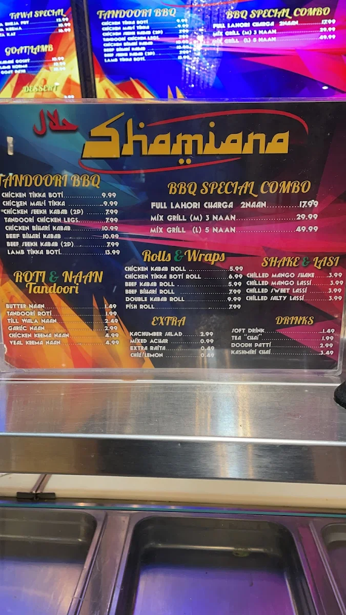 Menu, DESI SHAMIANA RESTAURANT