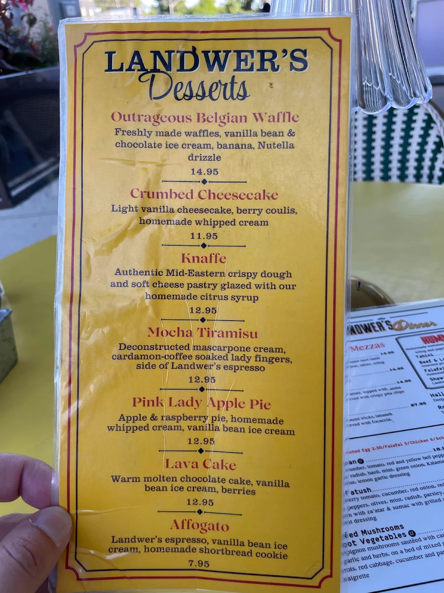 Menu, Cafe Landwer