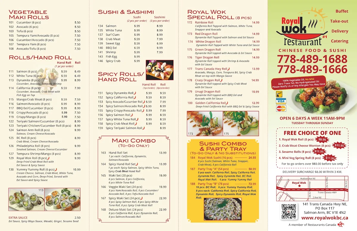 Menu, Royal Wok Buffet