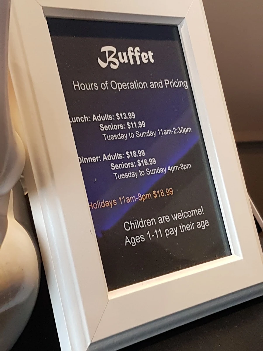 Menu, Royal Wok Buffet