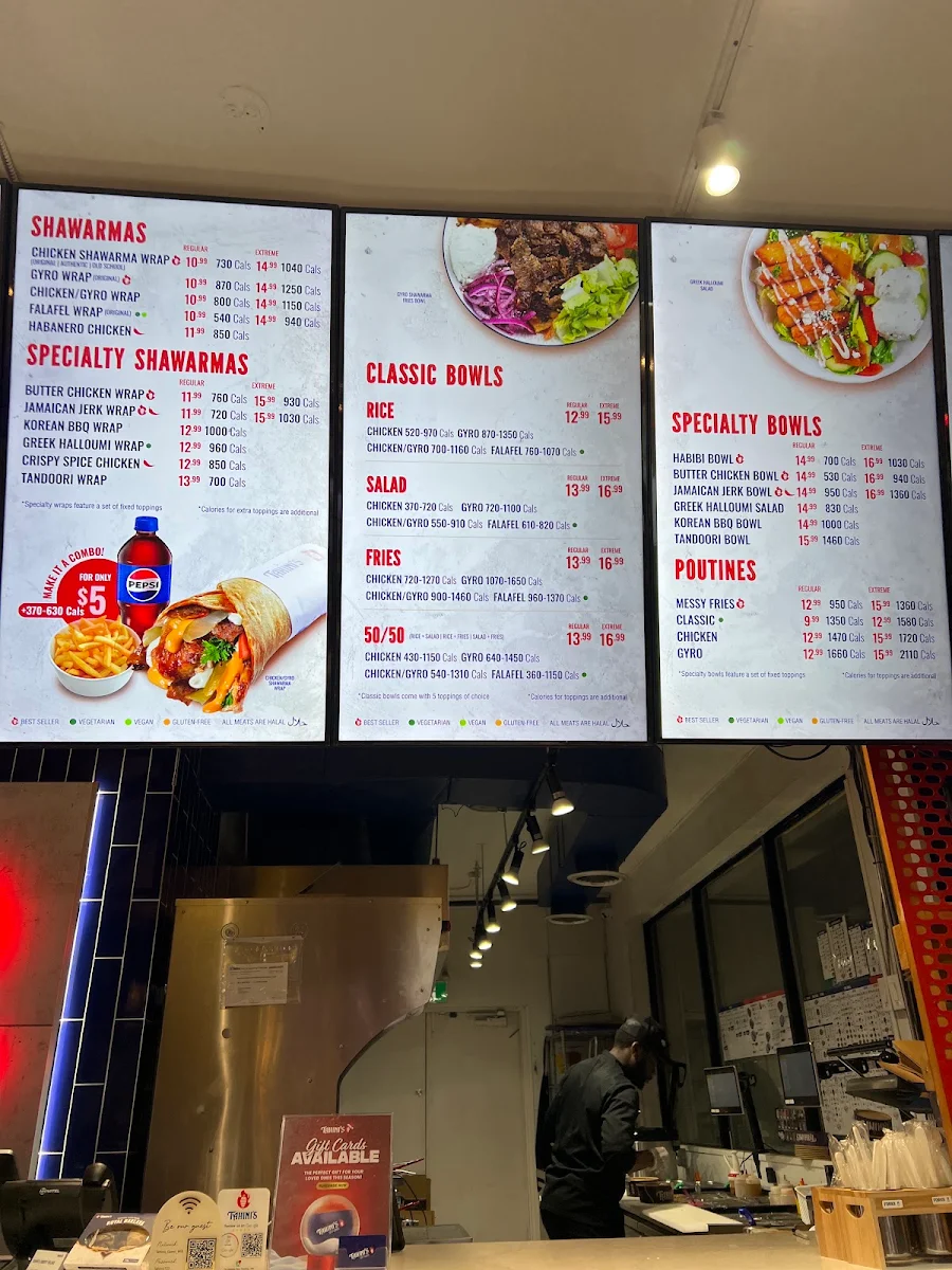 Menu, Tahini’s Shawarma