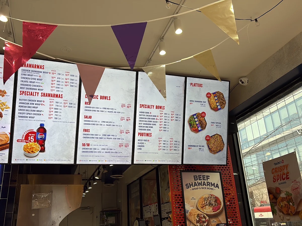Menu, Tahini’s Shawarma