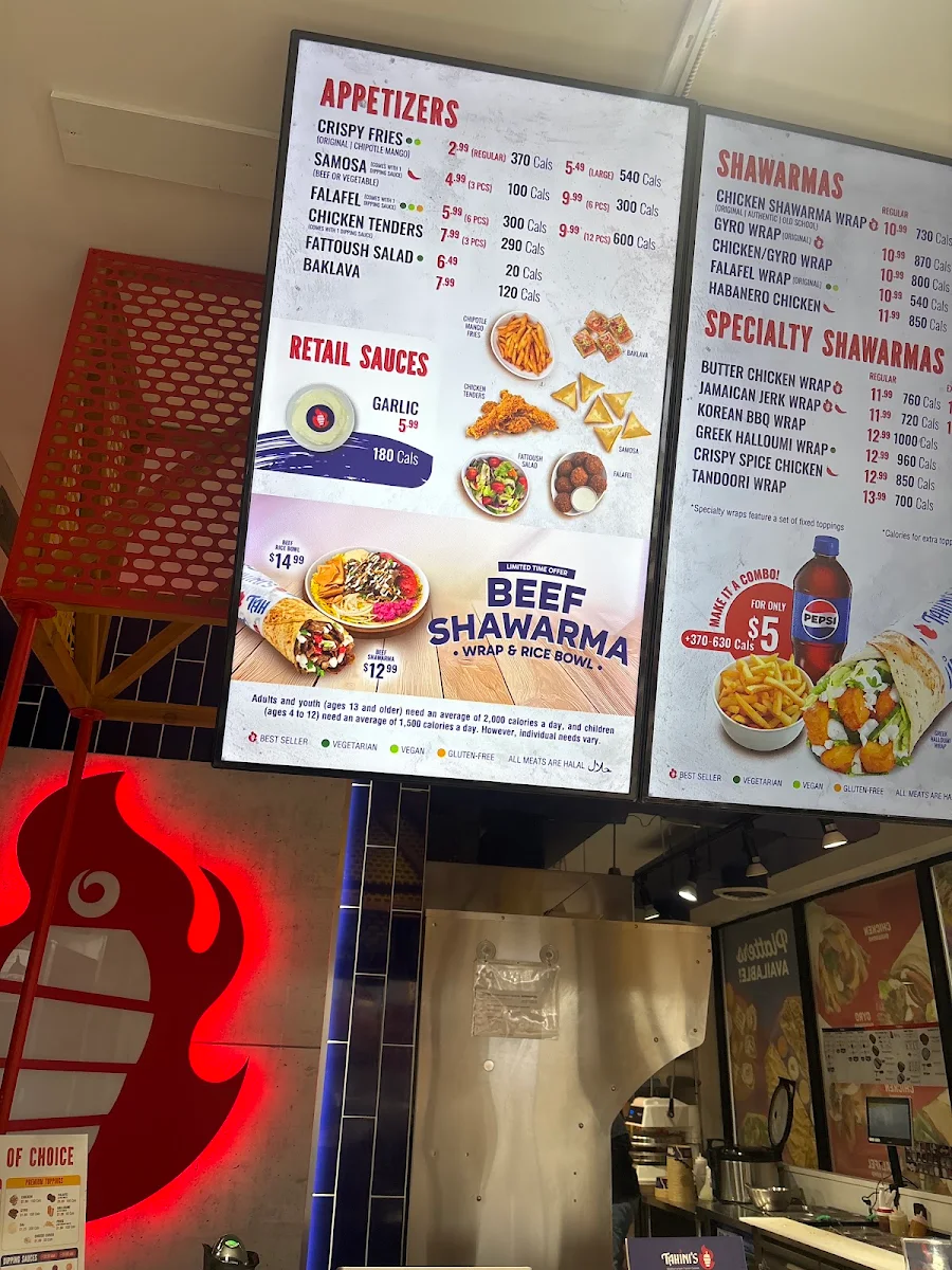Menu, Tahini’s Shawarma