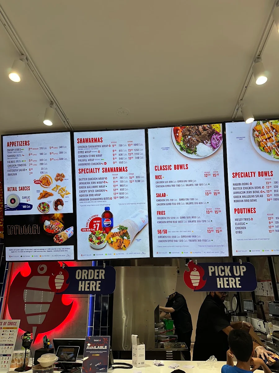 Menu, Tahini’s Shawarma