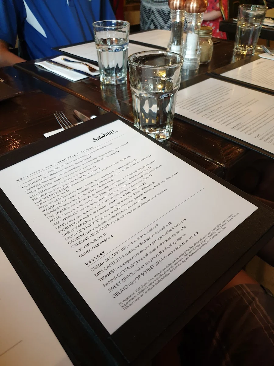 Menu, The Sawmill