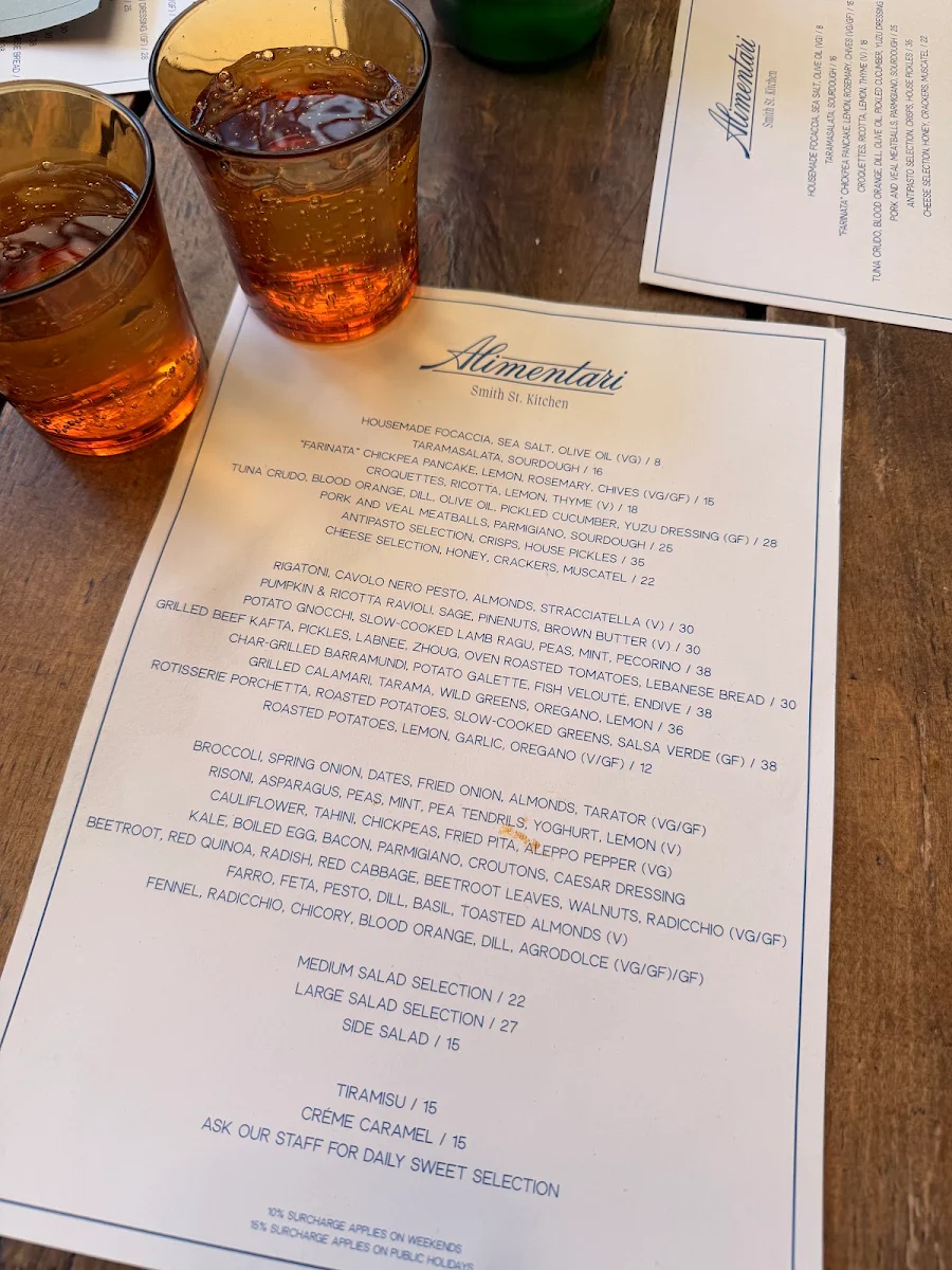 Menu, Alimentari Smith Street