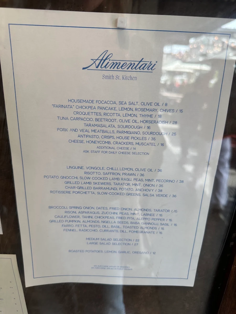 Menu, Alimentari Smith Street