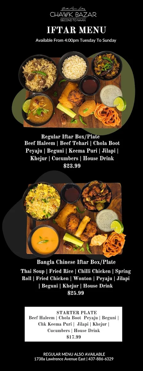 Menu, Chawk Bazar