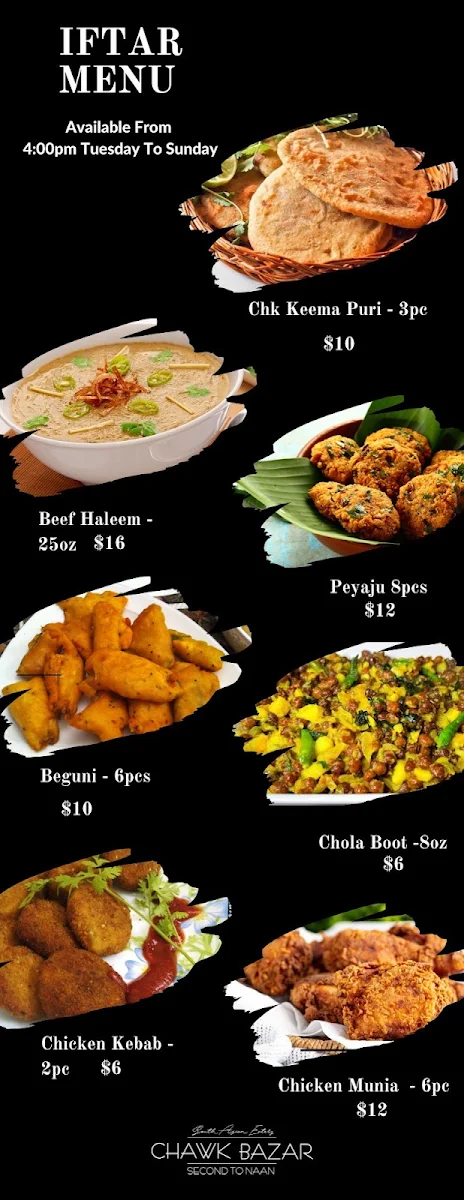 Menu, Chawk Bazar