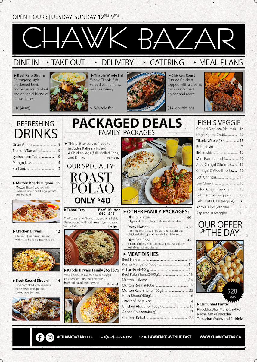 Menu, Chawk Bazar