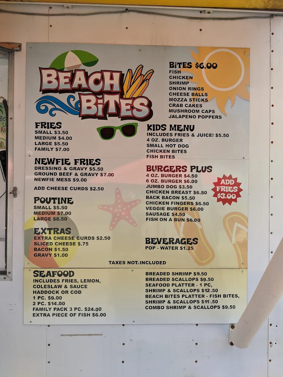 Menu, Beach Bites