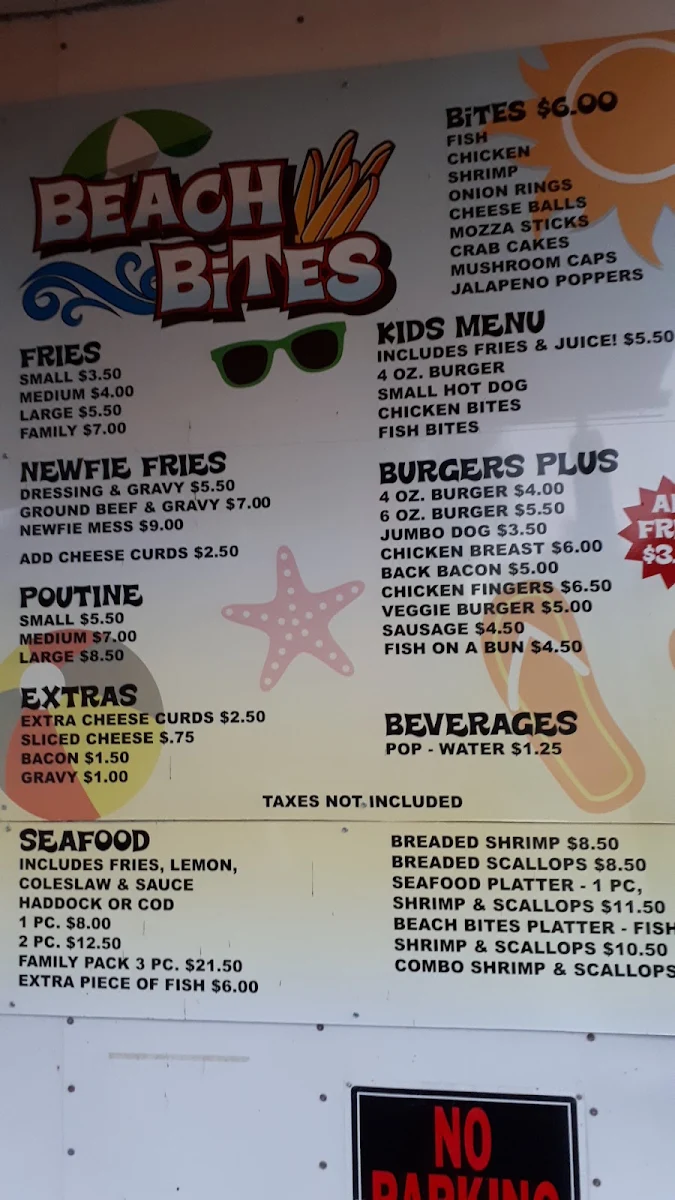 Menu, Beach Bites