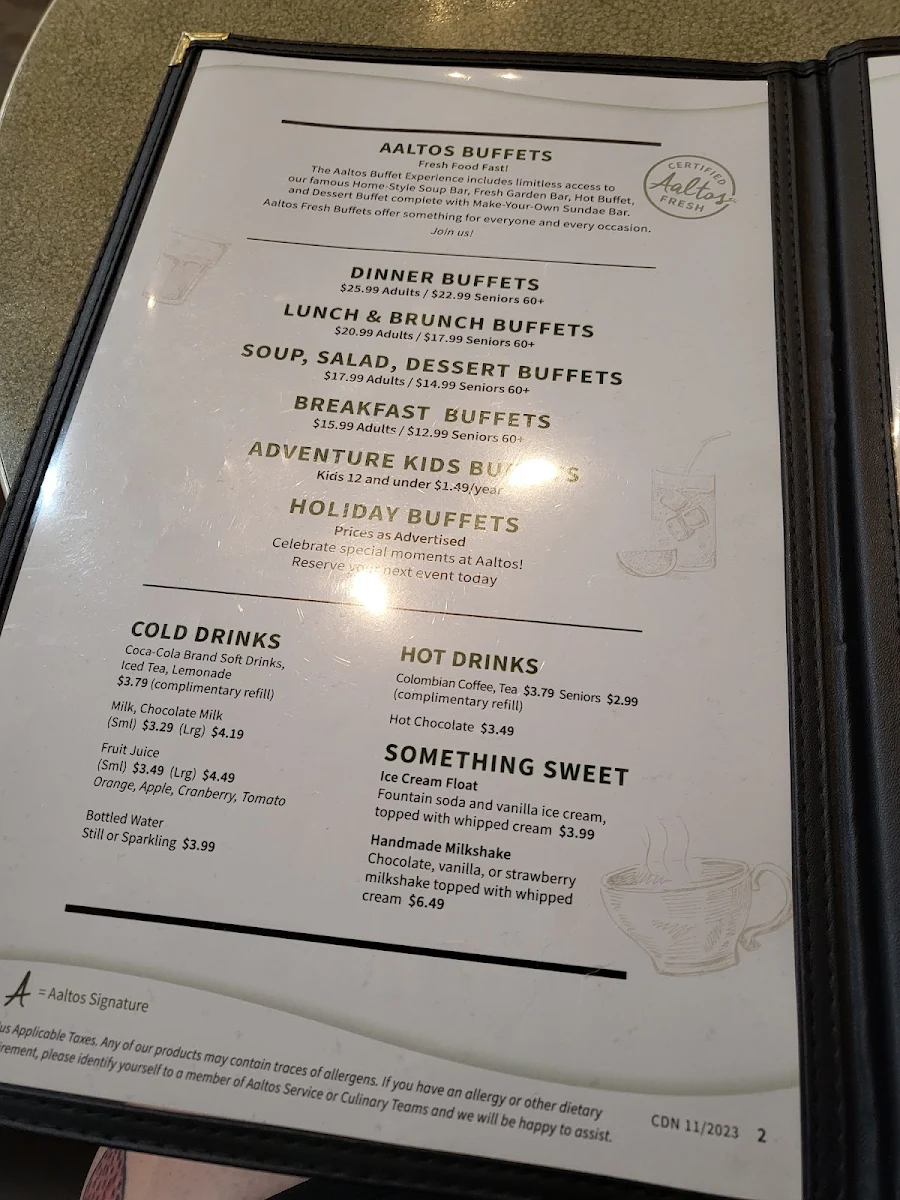 Menu, Aaltos Garden City