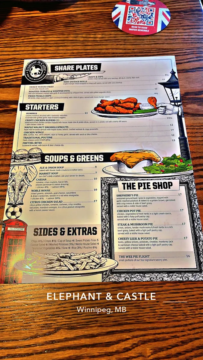 Menu, Elephant & Castle