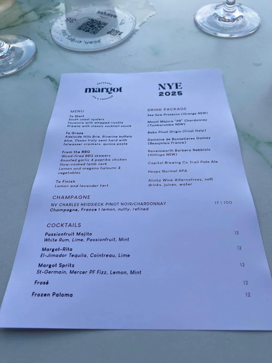 Menu, Margot Espresso Bar