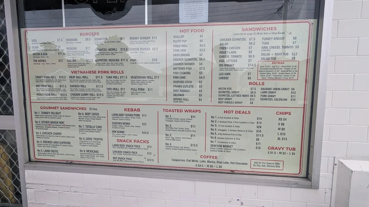 Menu, Pork Rolls Mayfield