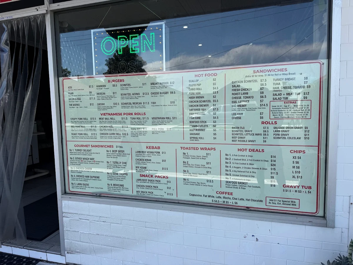Menu, Pork Rolls Mayfield