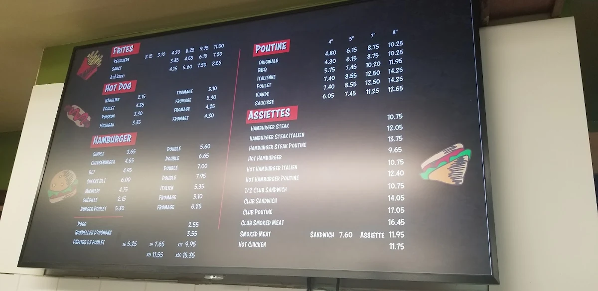 Menu, Restaurant La Pataterie