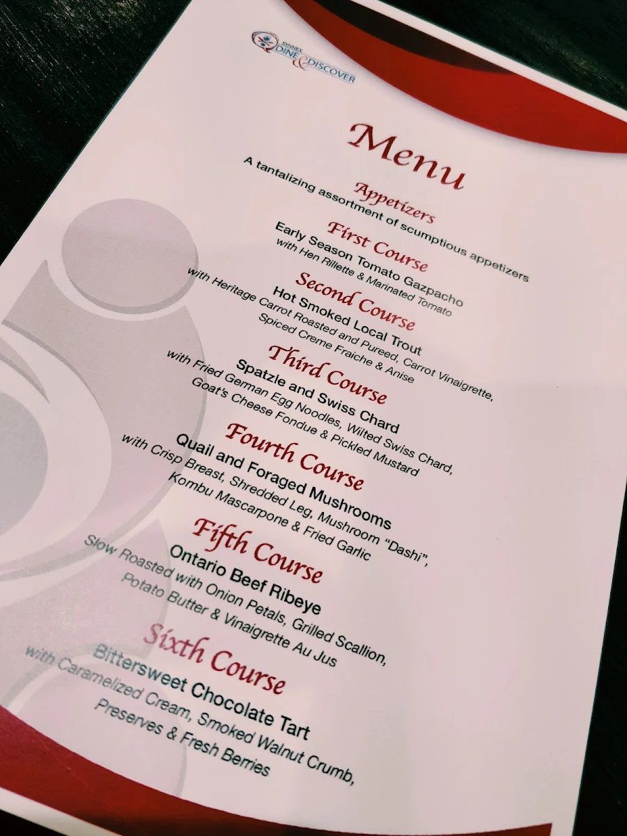 Menu, The Bruce Craft House