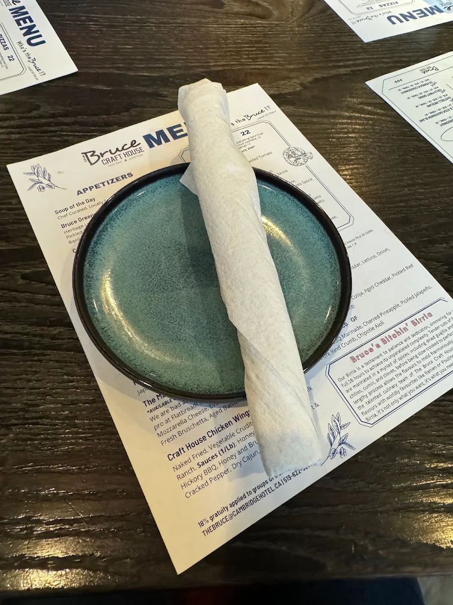 Menu, The Bruce Craft House