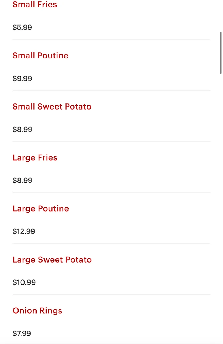 Menu, Rudy’s Chicken & Fries