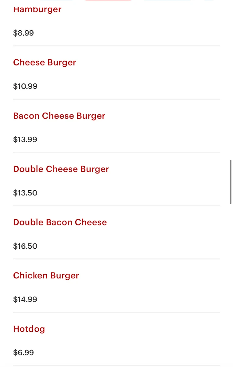 Menu, Rudy’s Chicken & Fries