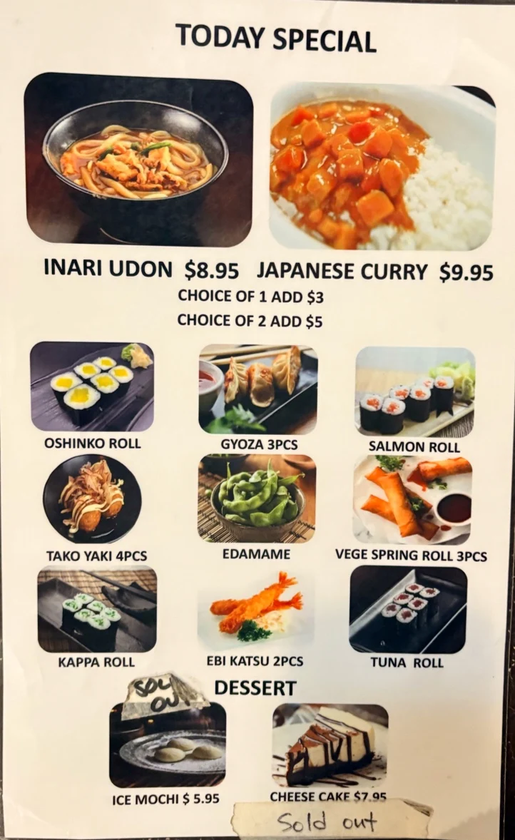 Menu, Masa Japanese Restaurant Vancouver