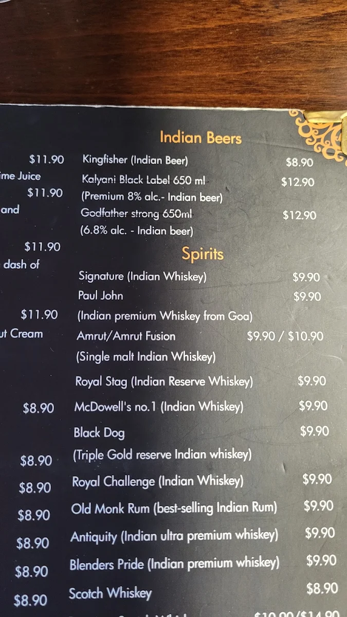 Menu, Albany Indian Tandoori Restaurant since 2011