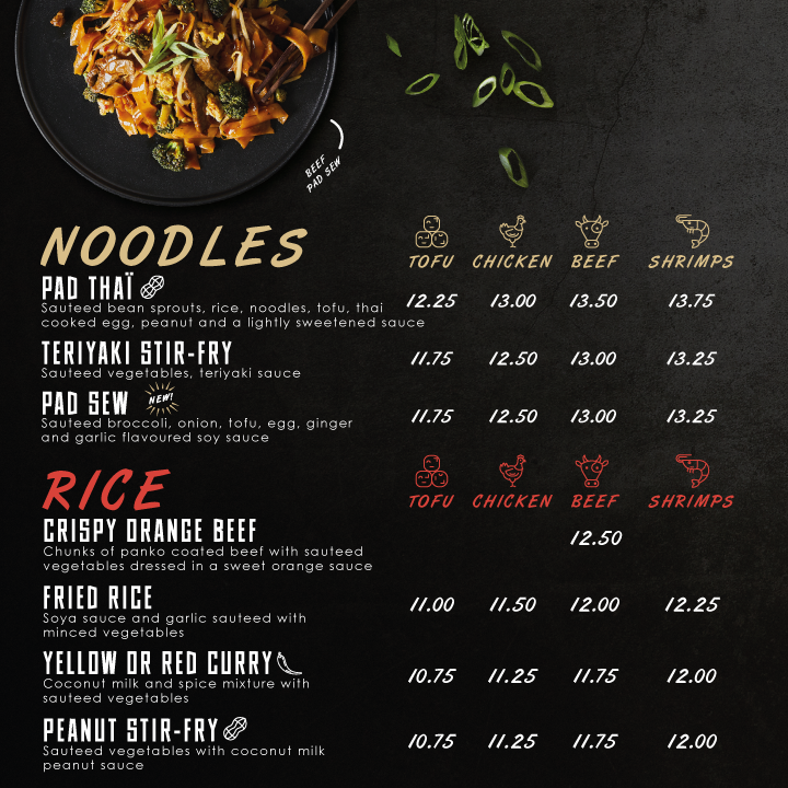 Menu, Thaïzone