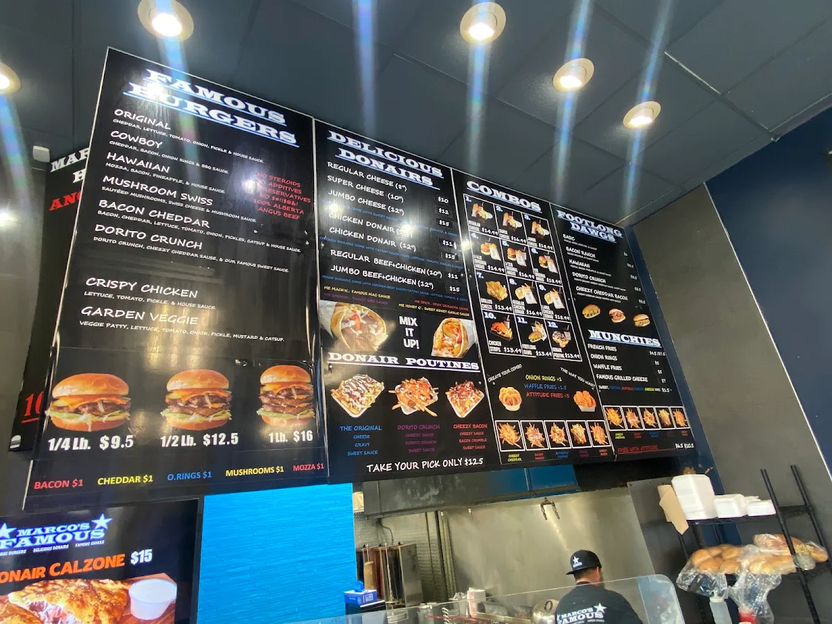 Menu, Marco’s Famous