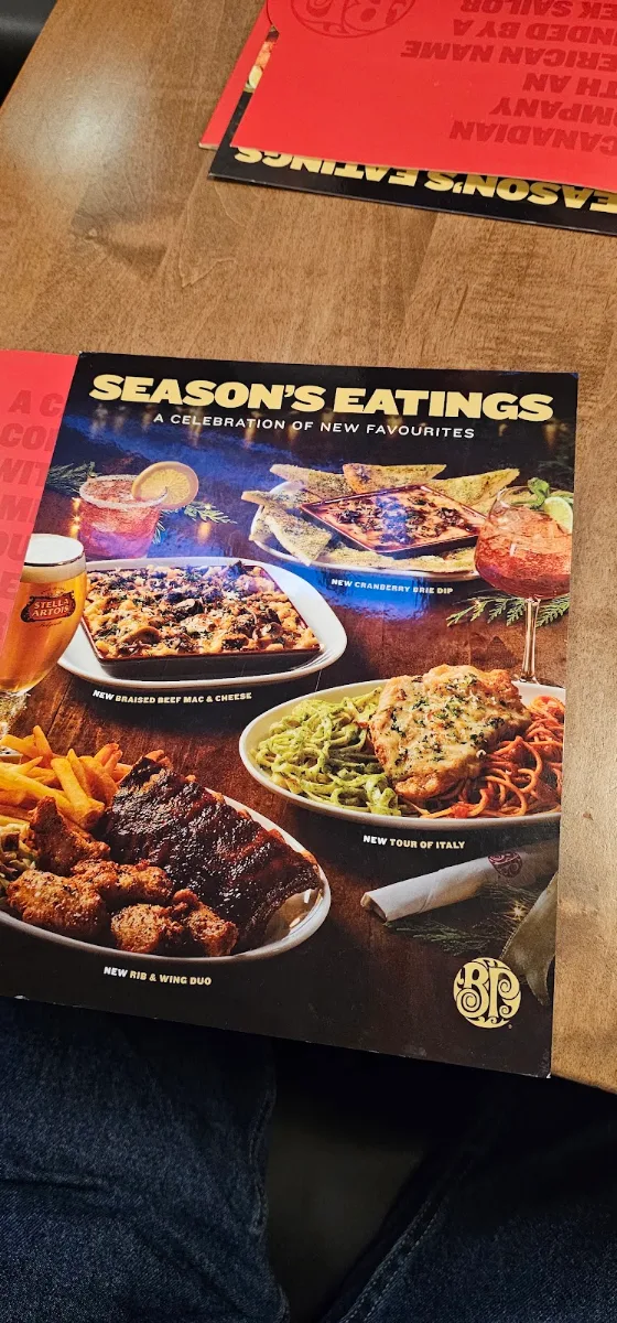 Menu, Boston Pizza