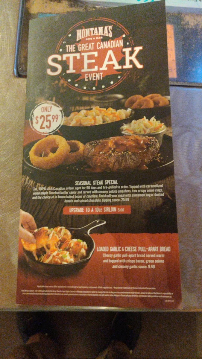 Menu, Montana’s BBQ & Bar