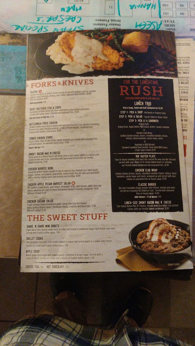Menu, Montana’s BBQ & Bar