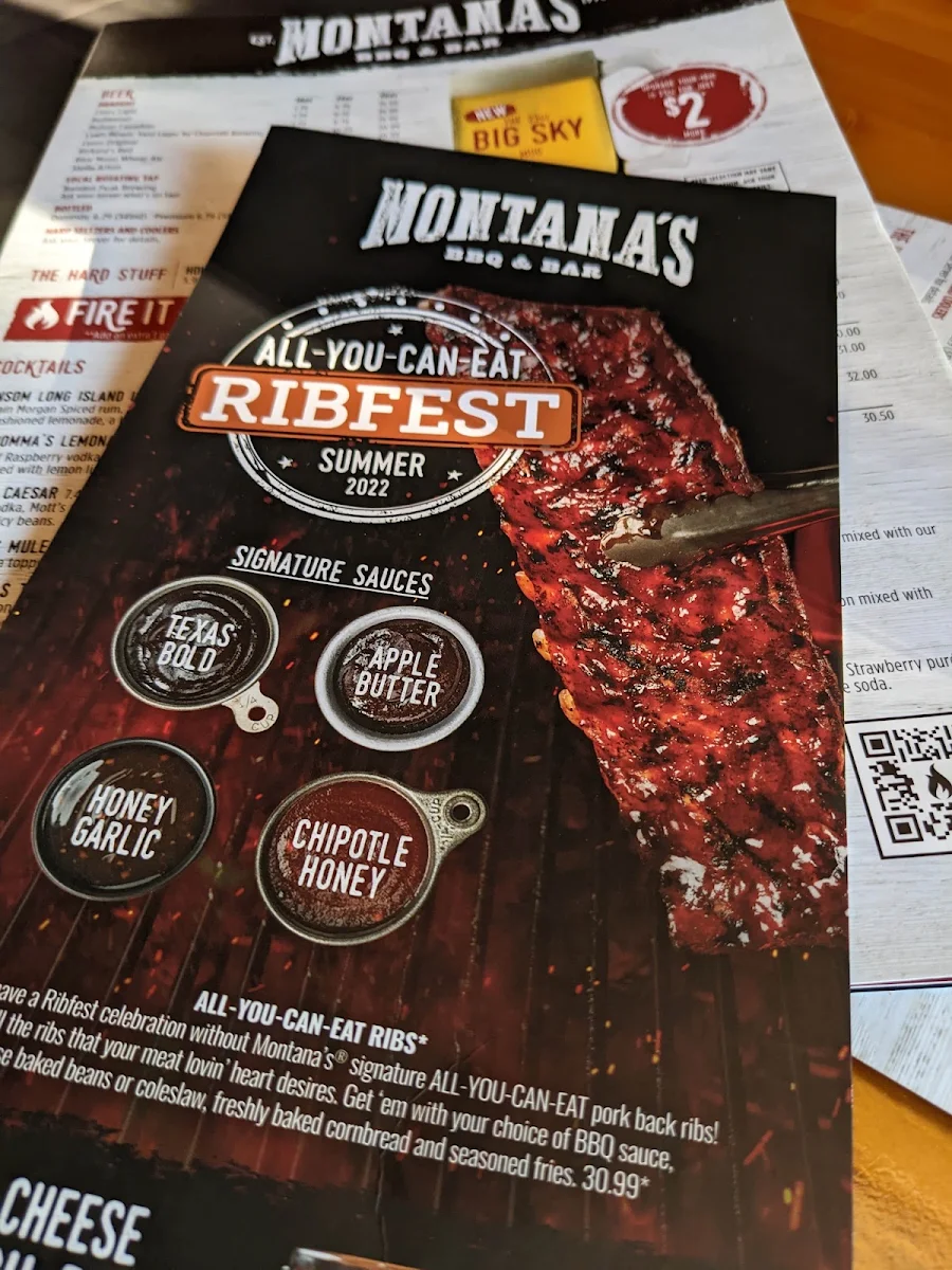 Menu, Montana’s BBQ & Bar