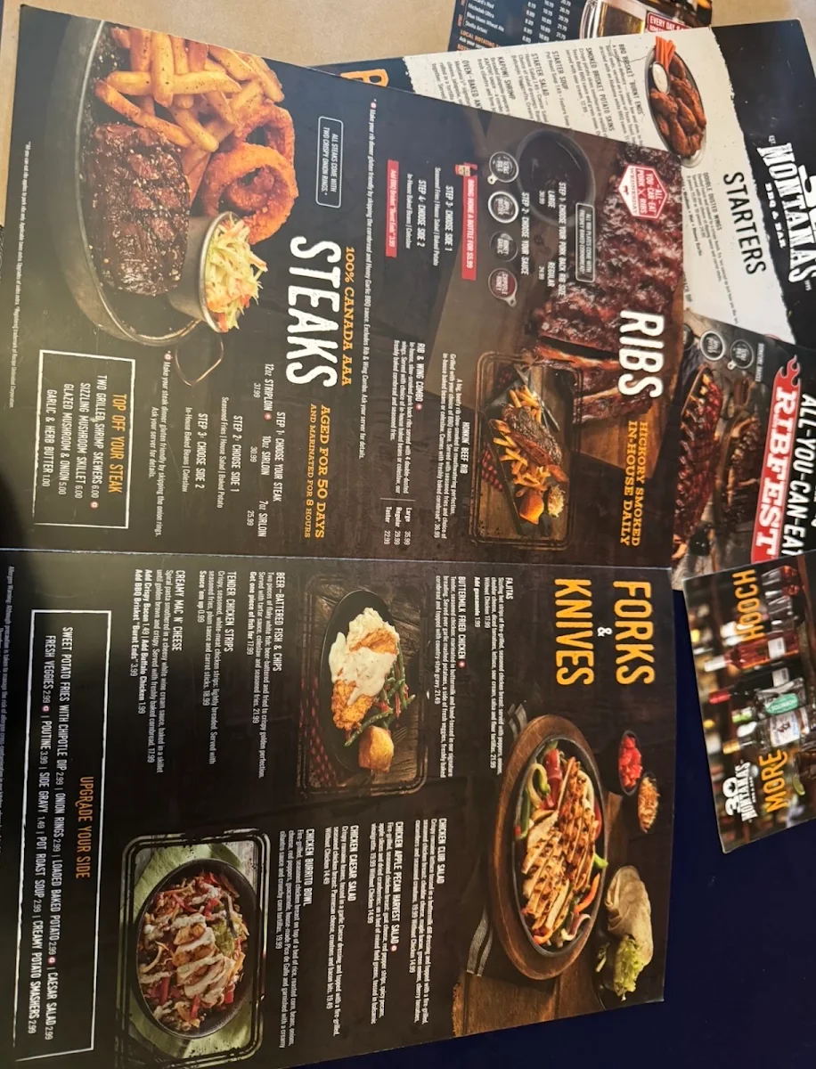 Menu, Montana’s BBQ & Bar