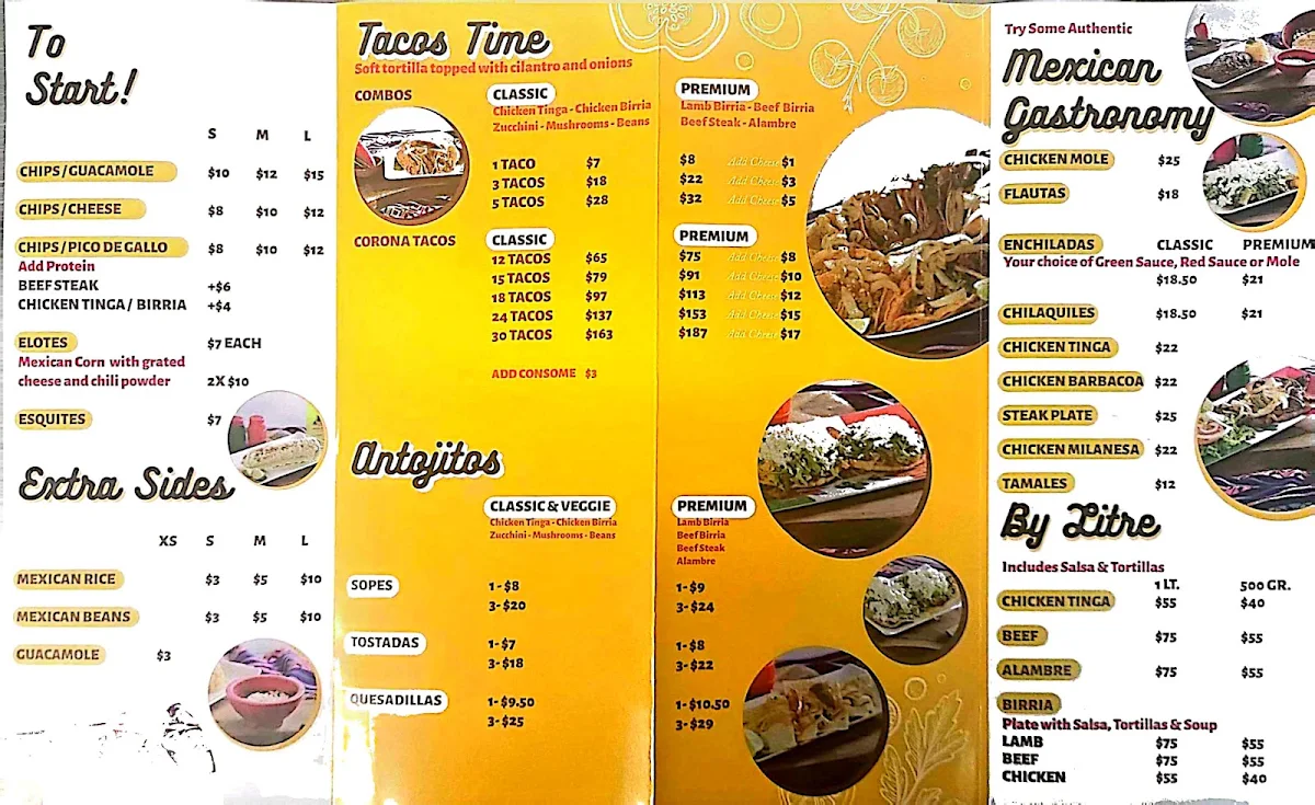 Menu, Mount Sinai - True Mexican Taste