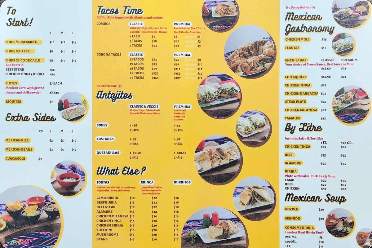 Menu, Mount Sinai - True Mexican Taste