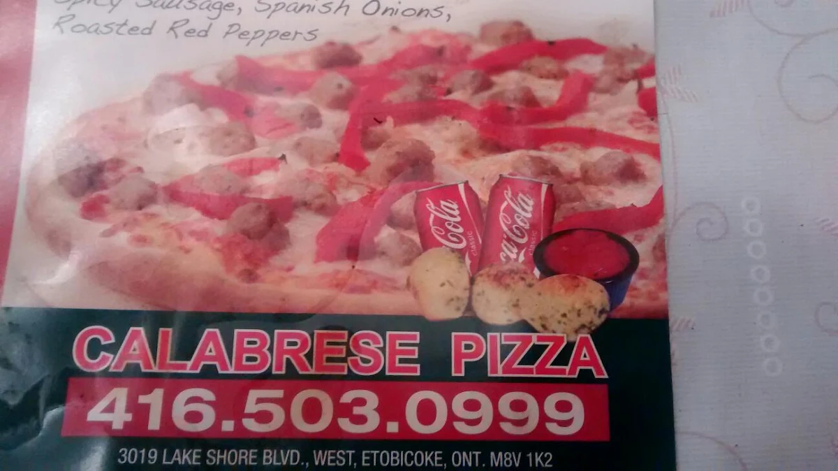 Menu, Pizza Pizza