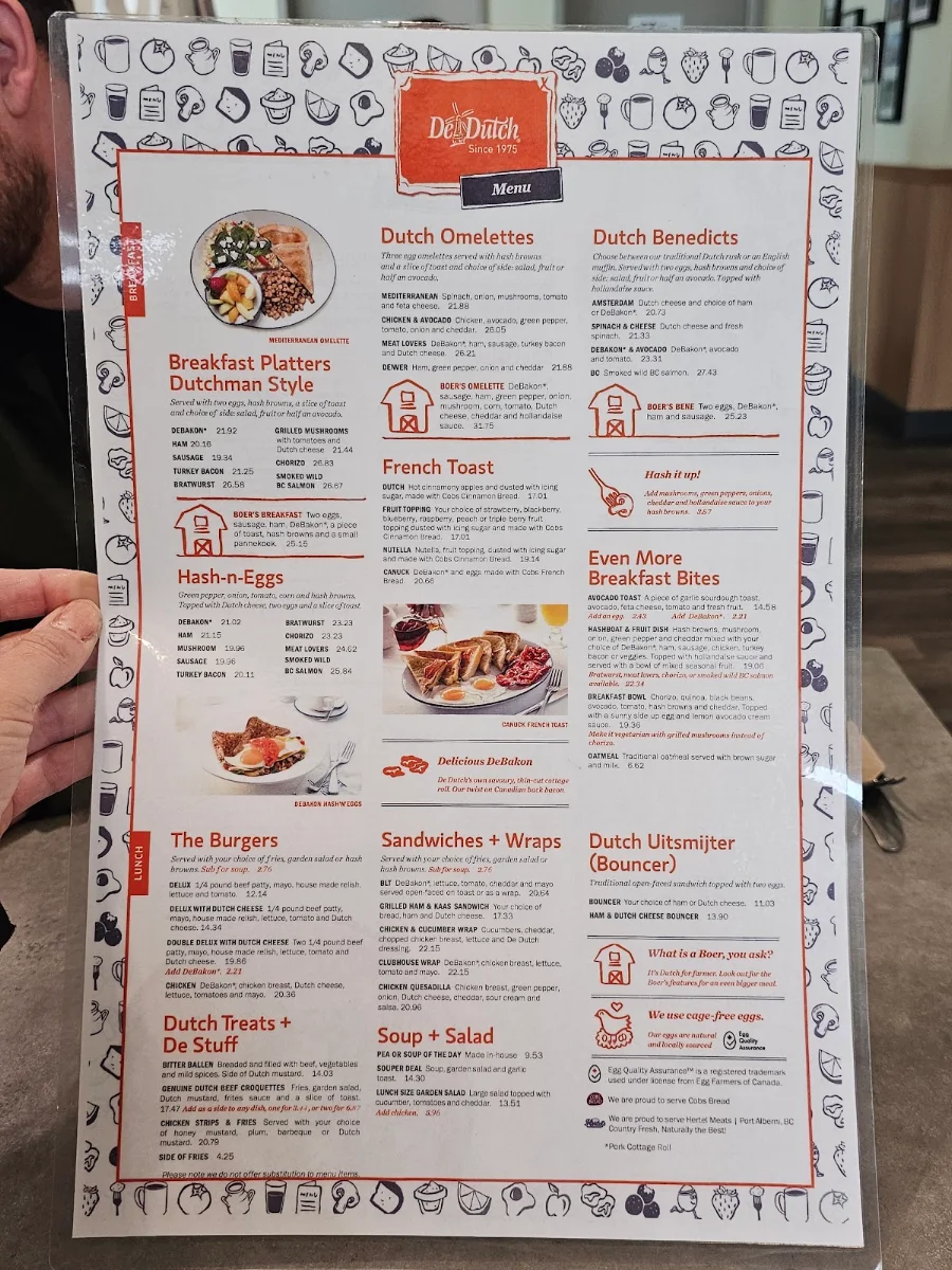 Menu, De Dutch