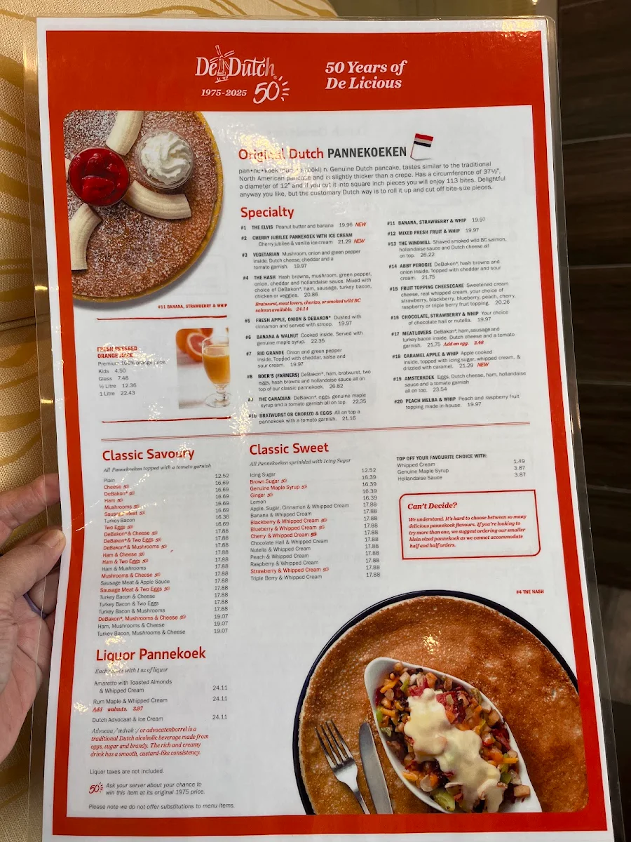Menu, De Dutch