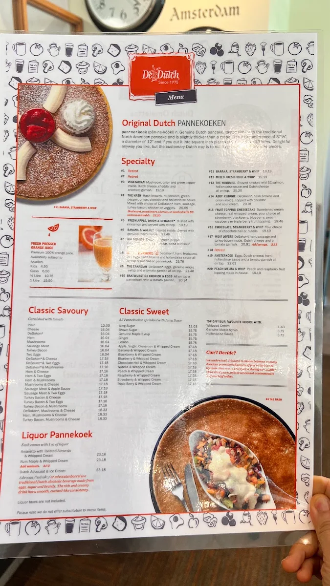 Menu, De Dutch