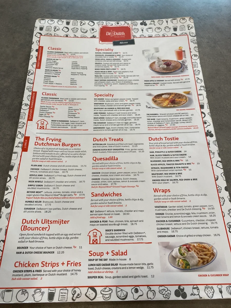 Menu, De Dutch
