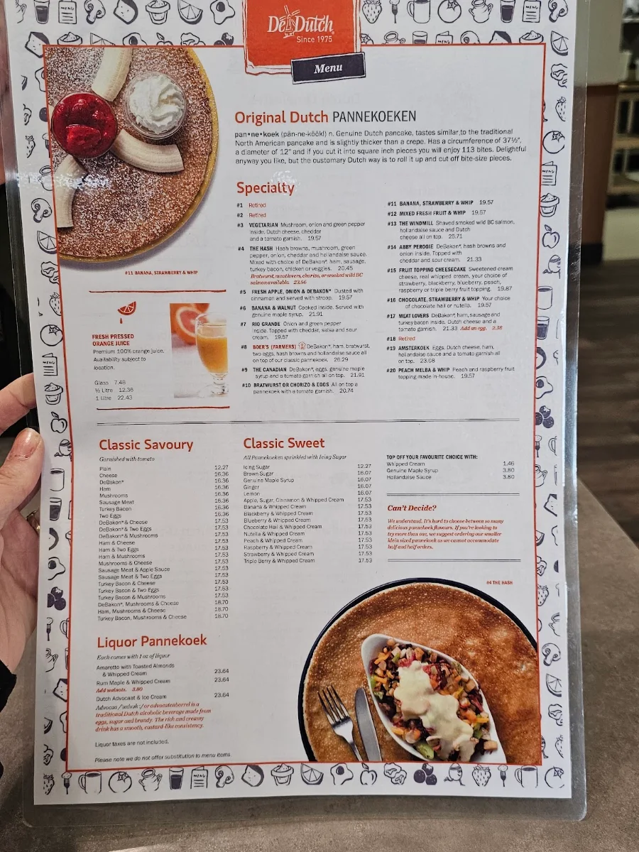 Menu, De Dutch