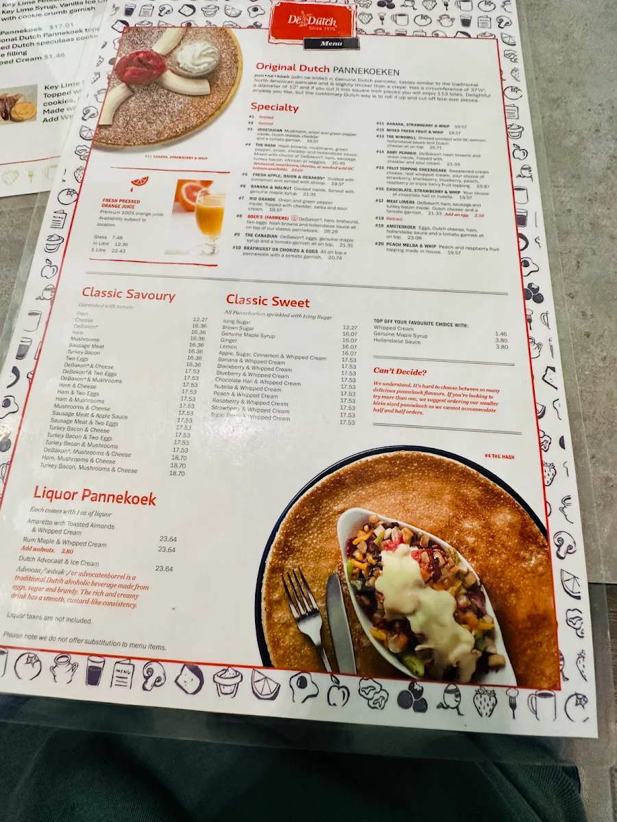 Menu, De Dutch
